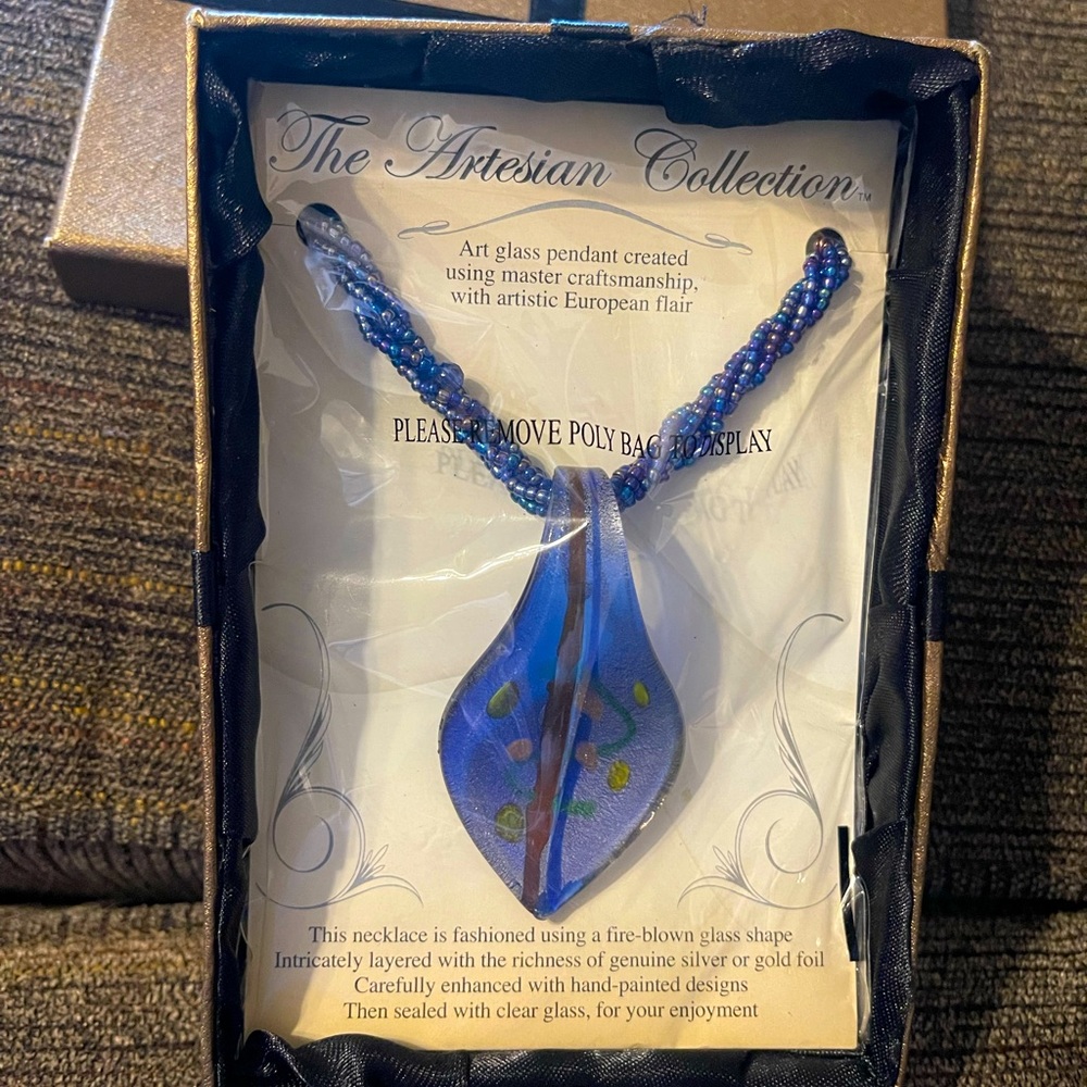 Artesian glass necklace. Holiday gift!!